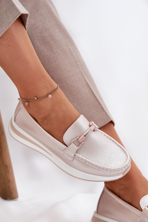 Pelle mocassini da donna S.Barski GR51-598 colore rosa perla