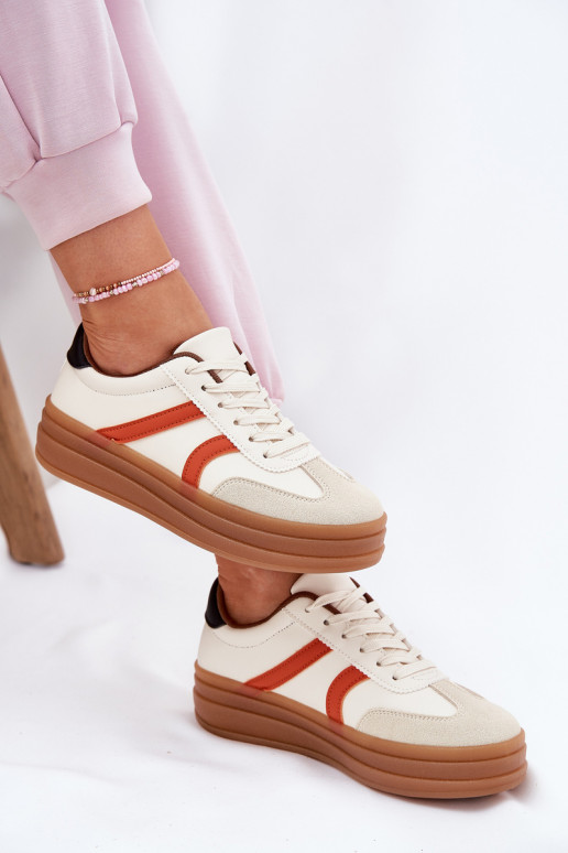 Scarpe modello sneakers Femminile con una piattaforma beige Tolianna Scarpe modello sneakers Femminile con una piattaforma beige Tolianna