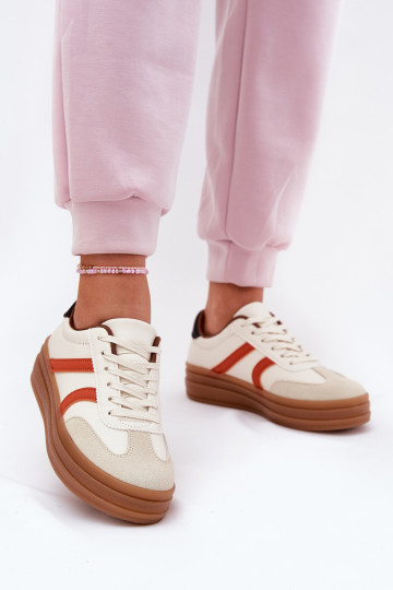 Scarpe sportive con piattaforma color sabbia 2