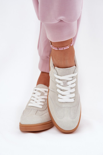 Scarpe sportive in suede color grigio