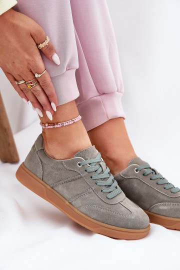 Scarpe sportive in suede color verde