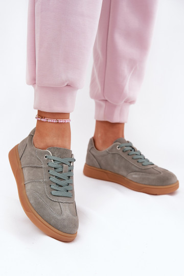 Scarpe sportive in suede color verde 2