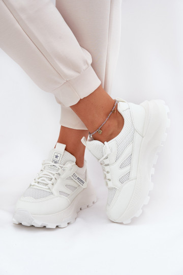 scarpe da ginnastica Scarpe modello sneakers Femminile Su una suola spessa Colore bianco Prononice 2
