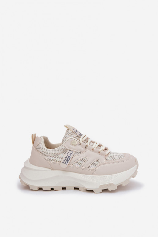 scarpe da ginnastica Scarpe modello sneakers Femminile Su una suola spessa beige Prononice