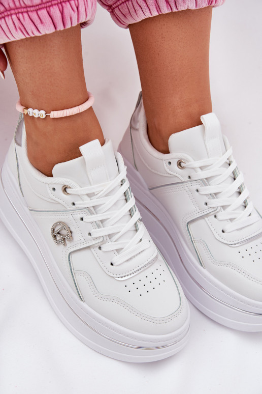 Sneakers bianche con piattaforma per...