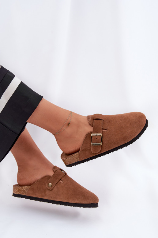 pantofole in pelle scamosciata Zoccoli Femminile con fibbie Big Star RR274A387 colore marrone pantofole in pelle scamosciata Zoccoli Femminile con fibbie Big Star RR274A387 colore marrone