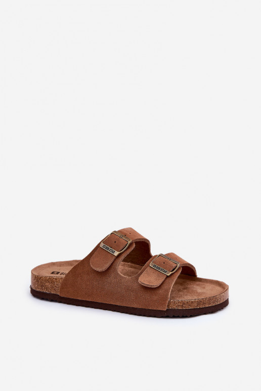 Pantofole da donna in pelle scamosciata con fibbie Big Star RR274A394 colore marrone