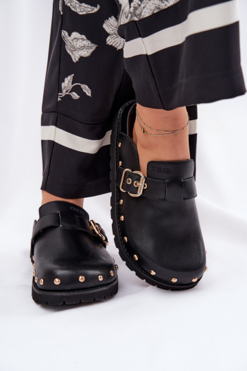 Infradito neri in pelle con piattaforma per donna Big Star RR274A378 2