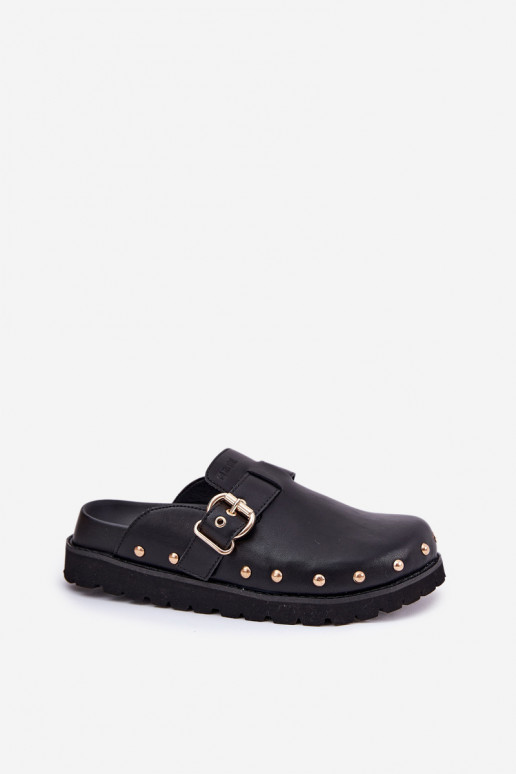 Pantofole in pelle Zoccoli Femminile con una piattaforma Big Star RR274A378 colore nero