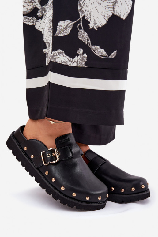 Pantofole in pelle Zoccoli Femminile con una piattaforma Big Star RR274A378 colore nero