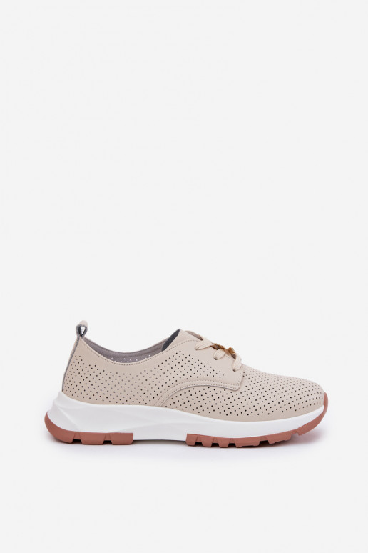 Pelle scarpe Femminile Z Przypinką Artiker 54C1811 beige