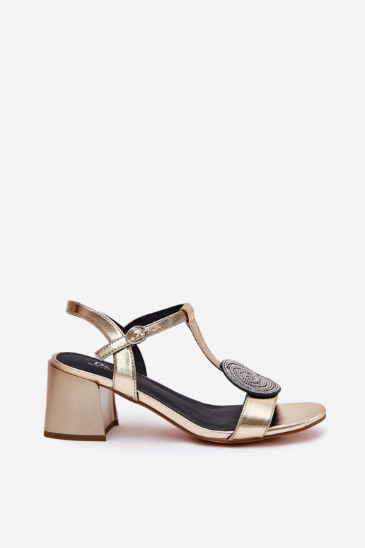 Sandali da donna con tacco con ornamenti D&A JC51-842 colore dorato