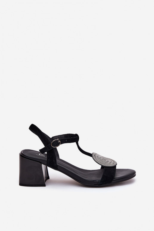 Sandali da donna con tacco con ornamenti D&A JC51-842 colore nero