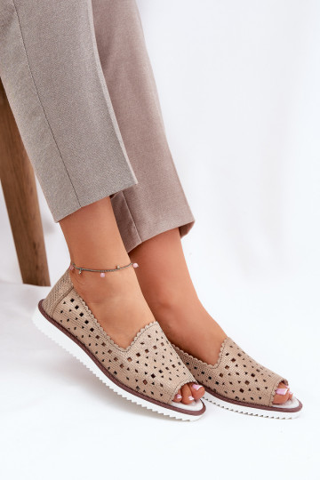 Ballerine oro in pelle traforate con punte aperte S.Barski LR51-922