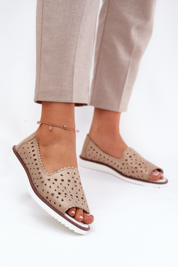 Ballerine oro in pelle traforate con punte aperte S.Barski LR51-922 2