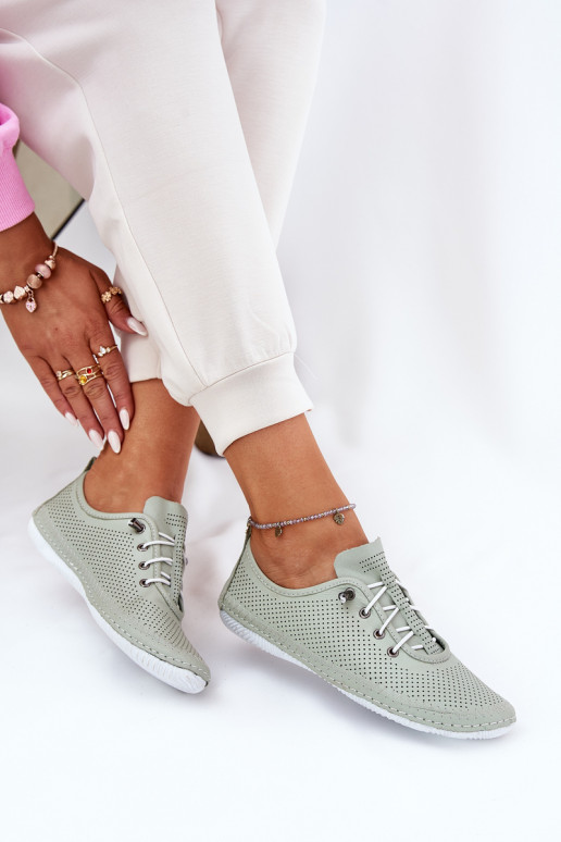 scarpe Femminile Realizzato in pelle naturale Artiker 54C0833 verde chiaro