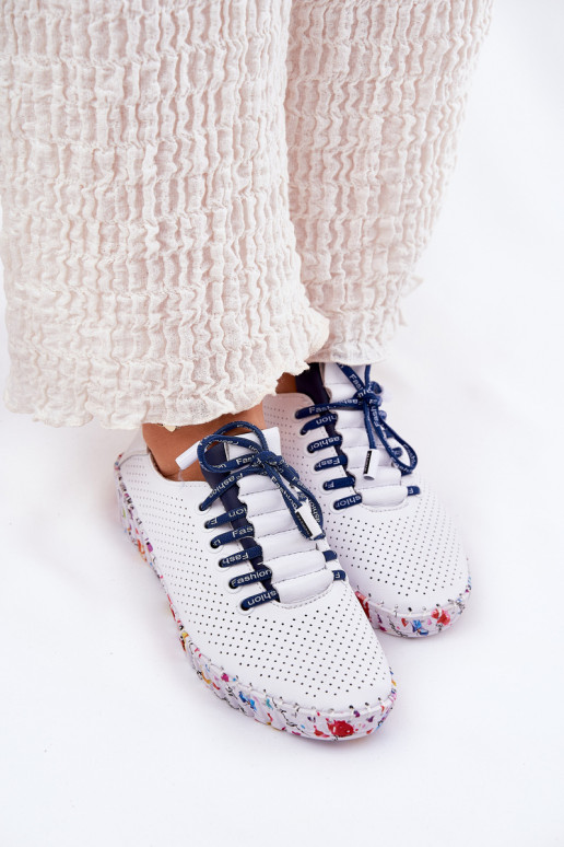 Pelle scarpe Abilitato Elegantellatoj Platformie Artiker 52C1713 Bianco-blu scuro