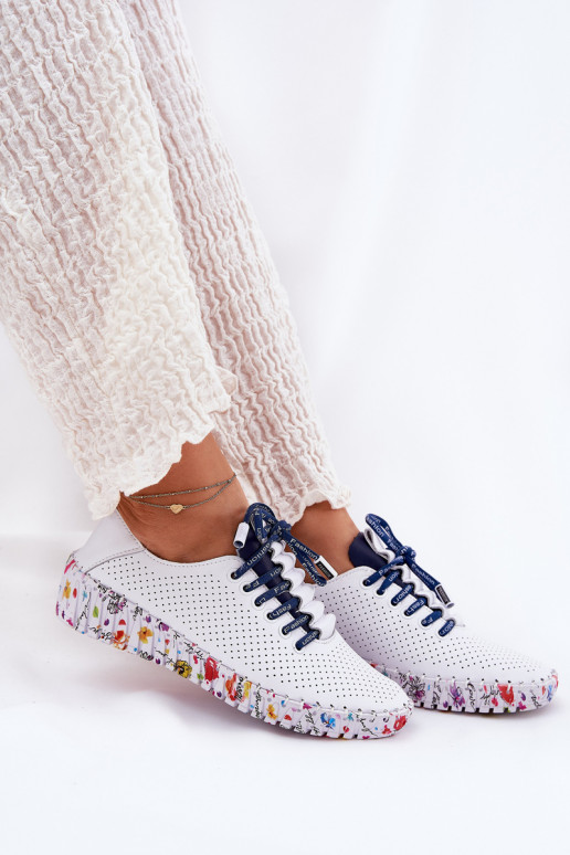 Pelle scarpe Abilitato Elegantellatoj Platformie Artiker 52C1713 Bianco-blu scuro