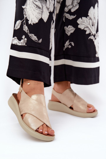 Sandali da donna in ecopelle colore dorato Tosmelia 2