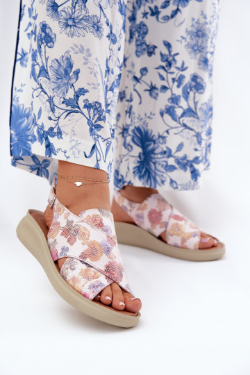 Sandali in pelle sintetica in vari colori con fiori per donne Tosmelia 2