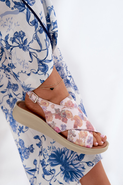 Sandali da donna in ecopelle con fiori Colori differenti Tosmelia