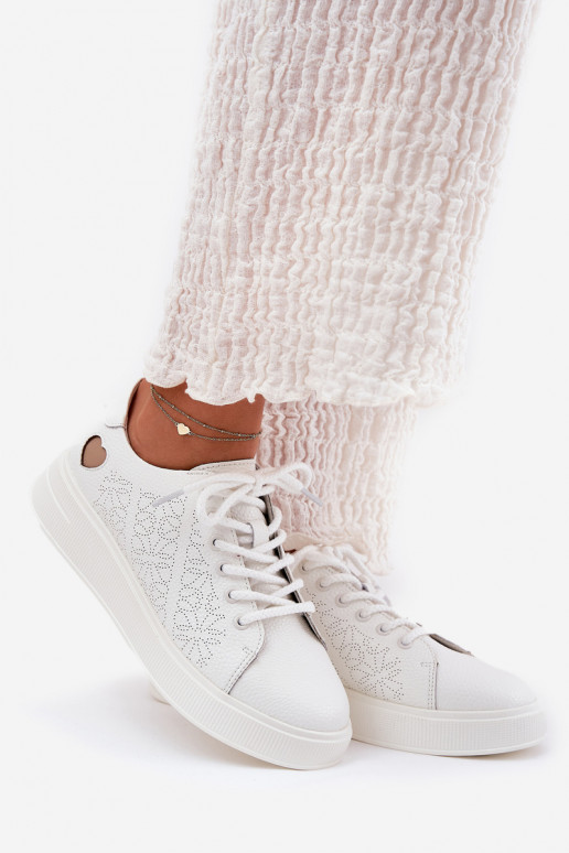 Pelle Scarpe modello sneakers Femminile con una piattaforma Vinceza 88018 Colore bianco Pelle Scarpe modello sneakers Femminile con una piattaforma Vinceza 88018 Colore bianco