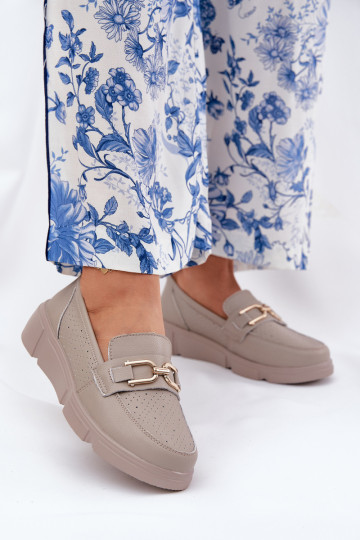 mocassini da donna Pelle Ze colore doratom Detalem Vinceza 88007 beige