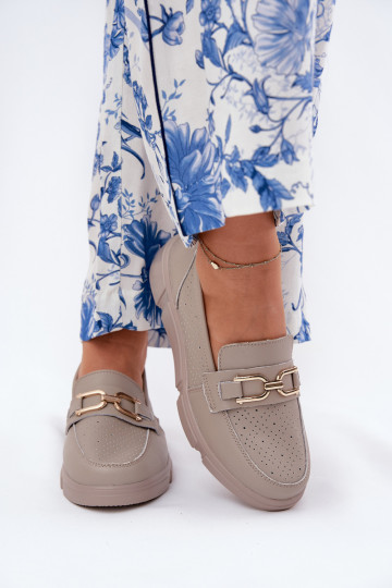 mocassini da donna Pelle Ze colore doratom Detalem Vinceza 88007 beige 2