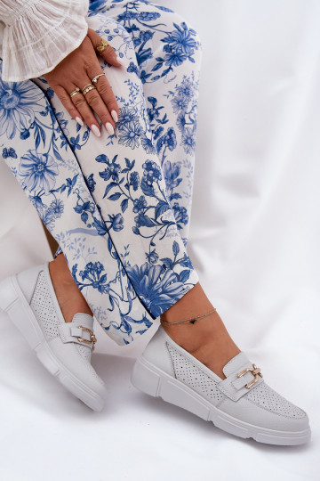 mocassini da donna Pelle Ze colore doratom Detalem Vinceza 88007 colore grigio