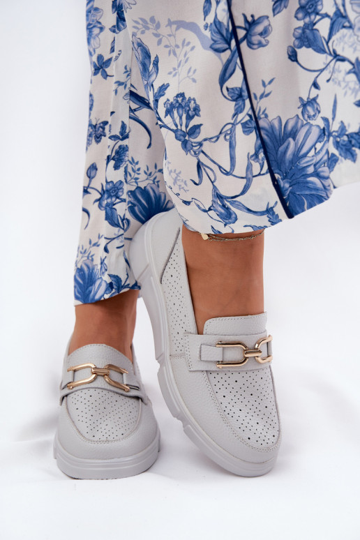 mocassini da donna Pelle Ze colore doratom Detalem Vinceza 88007 colore grigio