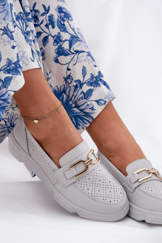 mocassini da donna Pelle Ze colore doratom Detalem Vinceza 88007 colore grigio