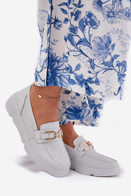 mocassini da donna Pelle Ze colore doratom Detalem Vinceza 88007 colore grigio