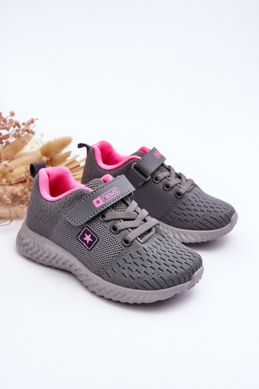 Scarpe sportive per bambini con chiusure adesive colore grigio Brego