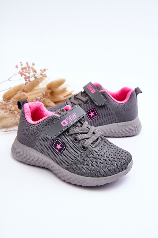 Scarpe sportive per bambini con chiusure adesive colore grigio Brego