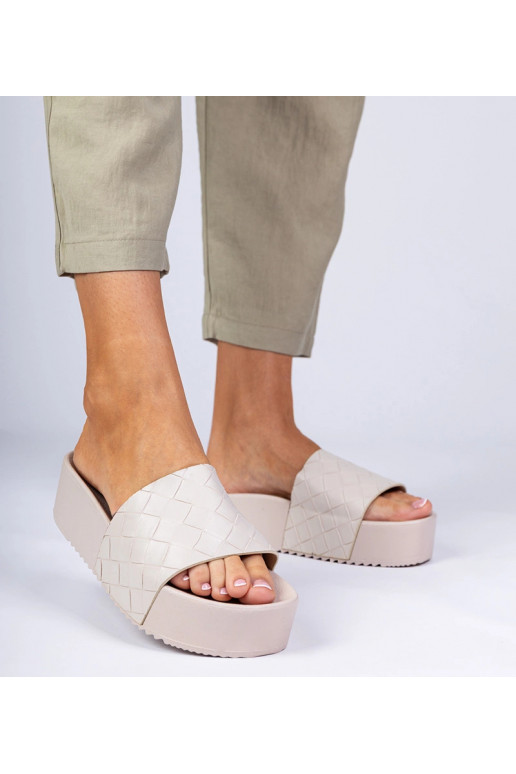 Pantofole color sabbia da donna con...