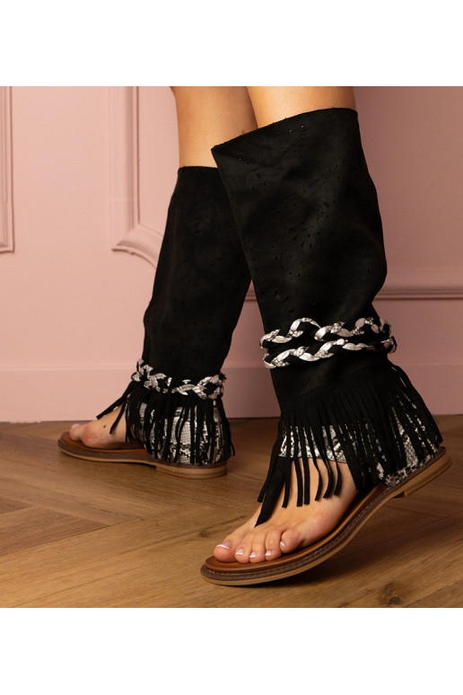 Sandali neri femminili con tacco alto...