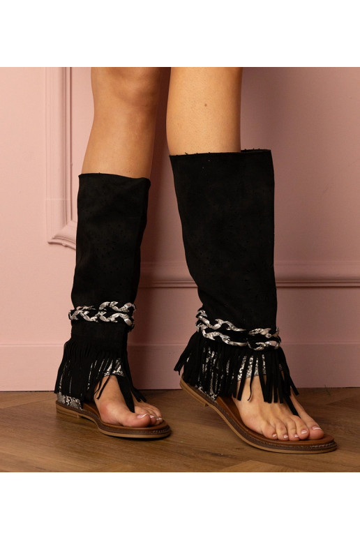 Sandali neri femminili con tacco alto...