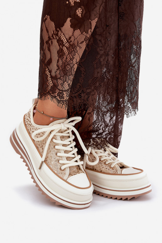 Scarpe da tempo libero con piattaforma S.Barski BF51-101 color sabbia