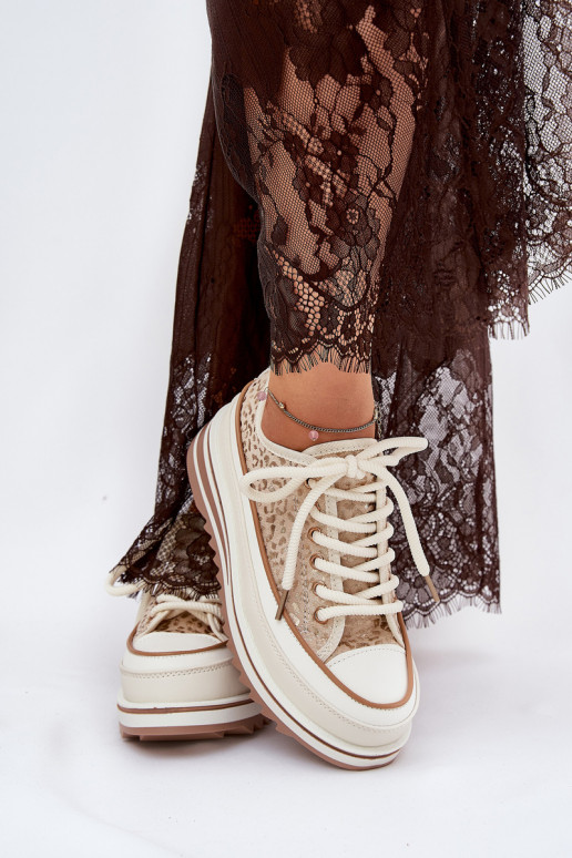 Scarpe da tempo libero con piattaforma S.Barski BF51-101 color sabbia