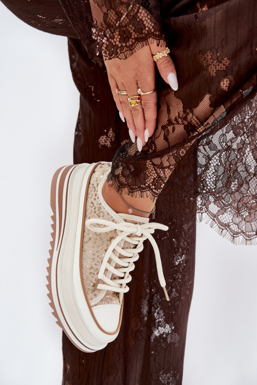 Scarpe da tempo libero con piattaforma S.Barski BF51-101 color sabbia