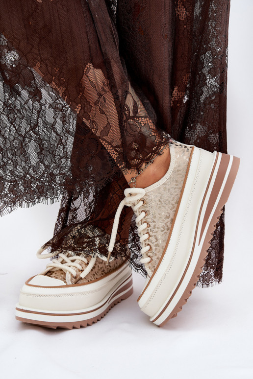 Scarpe da tempo libero con piattaforma S.Barski BF51-101 color sabbia