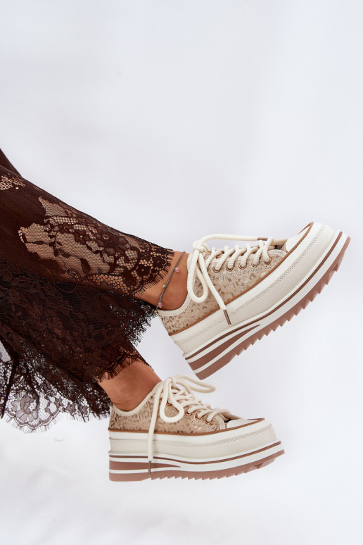 Scarpe da tempo libero con piattaforma S.Barski BF51-101 color sabbia