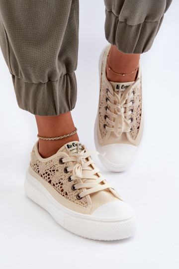 con motivi di pizzo Scarpe per il tempo libero Lee Cooper LCIN-23-44-1620 beige