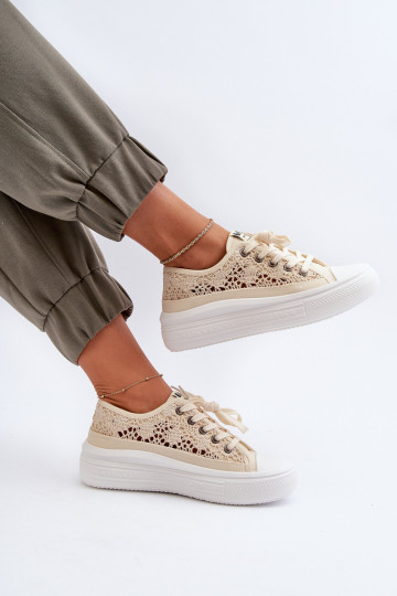 con motivi di pizzo Scarpe per il tempo libero Lee Cooper LCIN-23-44-1620 beige 2