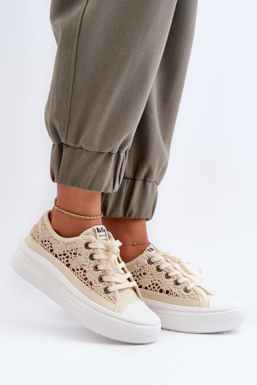 con motivi di pizzo Scarpe per il tempo libero Lee Cooper LCIN-23-44-1620 beige