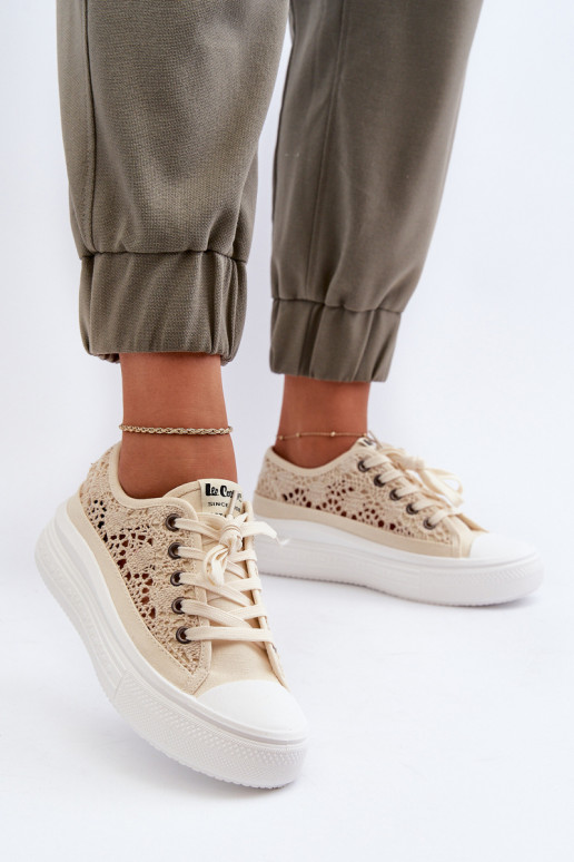 con motivi di pizzo Scarpe per il tempo libero Lee Cooper LCIN-23-44-1620 beige