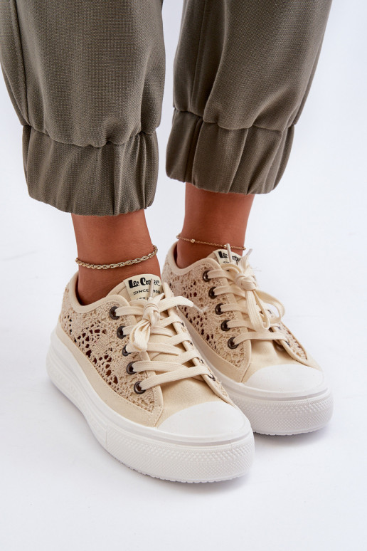 con motivi di pizzo Scarpe per il tempo libero Lee Cooper LCIN-23-44-1620 beige