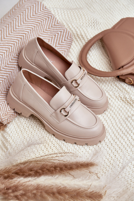 Mocassini da donna color sabbia in...