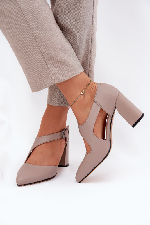 Pelle Scarpe con i tacchi con fibbie Vinceza 91133 colore grigio