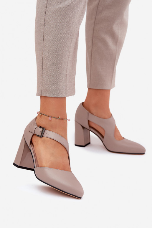 Pelle Scarpe con i tacchi con fibbie Vinceza 91133 colore grigio